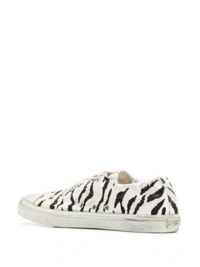 Shop Saint Laurent Zebra Print Distressed Detail Sneakers In White