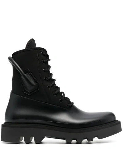 Shop Givenchy Rear Handle Combat Boots In Black