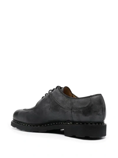 Paraboot Distressed Leather Lace-up Shoes In Black