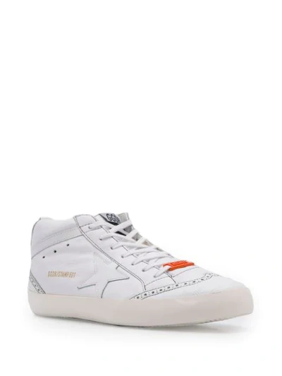 Shop Golden Goose Mid Star Logo-debossed Trainers In White