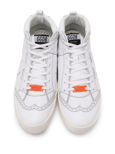 Shop Golden Goose Mid Star Logo-debossed Trainers In White