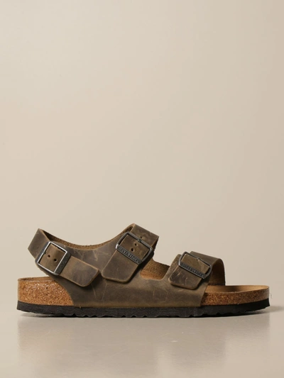 Shop Birkenstock Sandal In Oiled Leather In Kaki