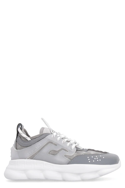 Shop Young Versace Chain Reaction Low-top Sneakers In Silver