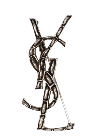 Shop Saint Laurent Opyum Brooch In Metallic