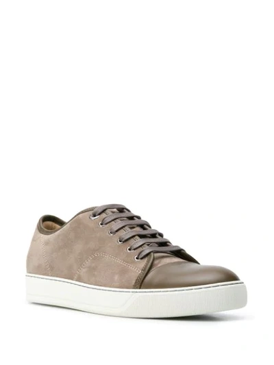 Shop Lanvin Suede Lace-up Trainers In Brown