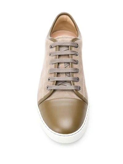 Shop Lanvin Suede Lace-up Trainers In Brown