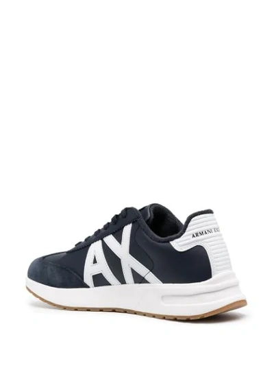 Shop Armani Exchange Side-logo Lace-up Sneakers In Blue
