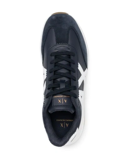 Shop Armani Exchange Side-logo Lace-up Sneakers In Blue