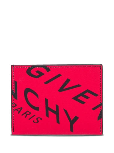 Shop Givenchy Fragment Leather Card Holder In Red