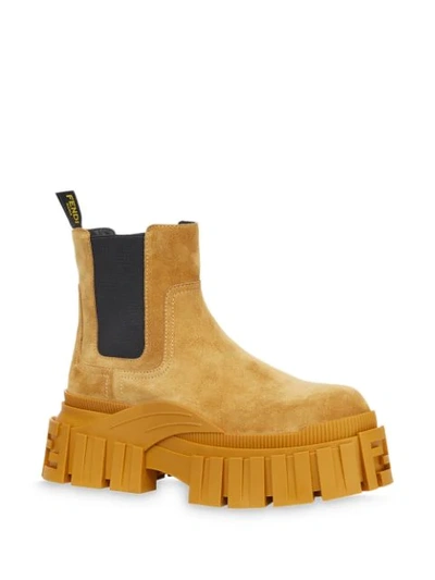 Shop Fendi Chunky Chelsea Boots In Yellow