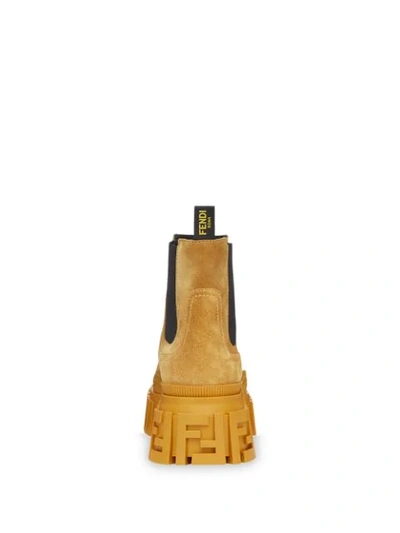 Shop Fendi Chunky Chelsea Boots In Yellow