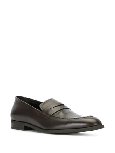 Shop Emporio Armani Classic Formal Loafers In Brown