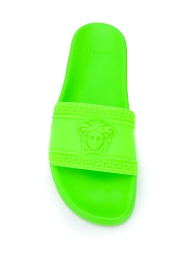 Shop Versace Medusa Logo Slides In Green