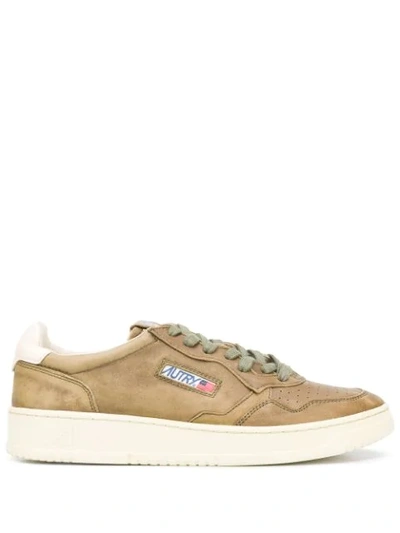 Shop Autry Low Top Logo Patch Sneakers In Green