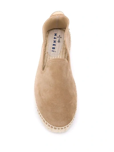 Manebi Embossed Suede Espadrilles In Neutrals