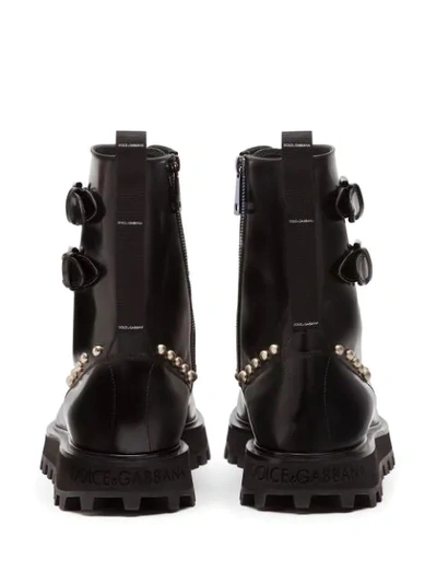 Shop Dolce & Gabbana Embellished Stud And Stone Boots In Black