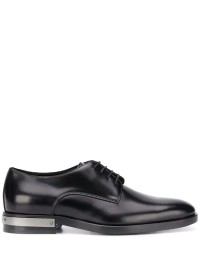 Balmain Metal plaque Leather Derby Shoes In Black ModeSens