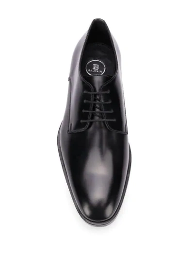 Shop Balmain Plaqued Heel Derby Shoes In Black