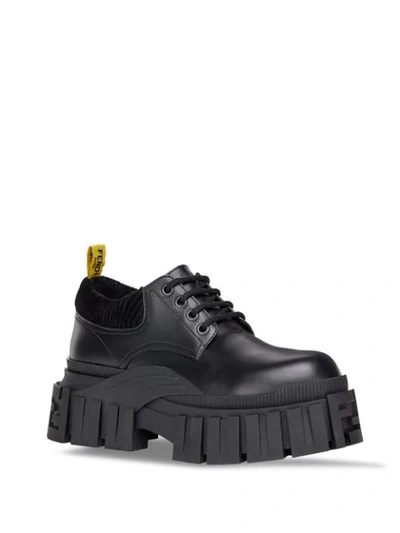 Shop Fendi Platform Lace-up Shoes In Black