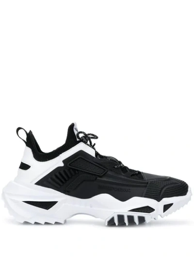 Shop Emporio Armani Colour-block Logo Sneakers In Black