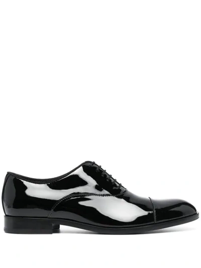 Shop Emporio Armani High-shine Lace-up Shoes In Black