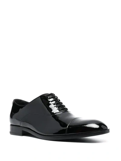 Shop Emporio Armani High-shine Lace-up Shoes In Black