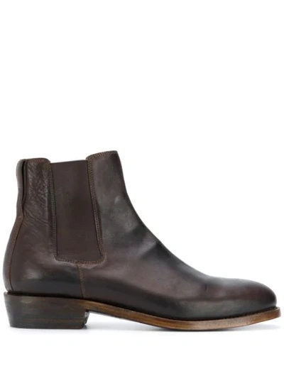 Shop Ajmone Leather Chelsea Boots In Brown