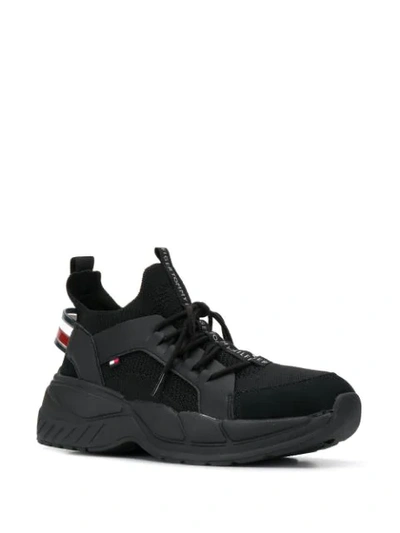 Tommy Hilfiger Logo Tape Low Top Sneakers In Black