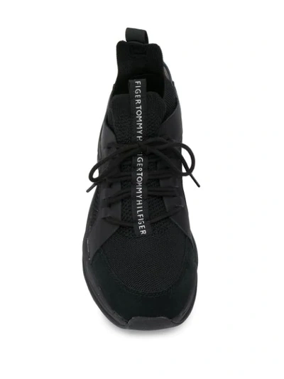 Tommy Hilfiger Logo Tape Low Top Sneakers In Black