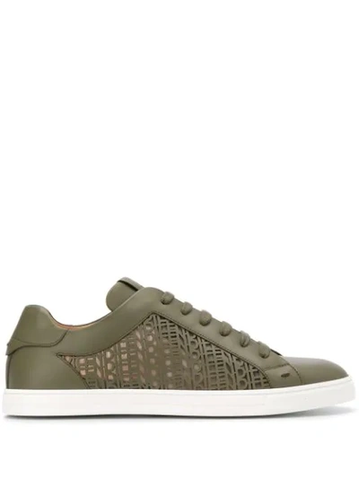 Shop Fendi Laser-cut Micro Logo Sneakers In Green