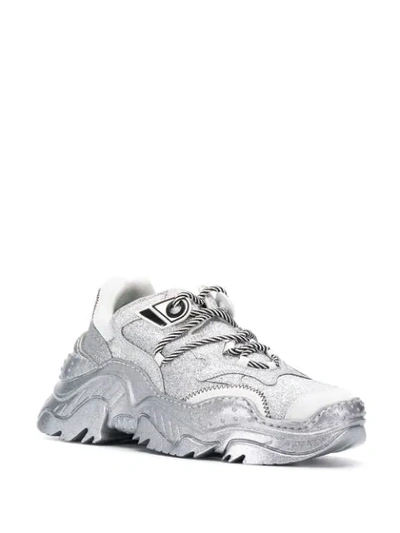 Shop N°21 Billy Glitter-effect Low-top Sneakers In Grey