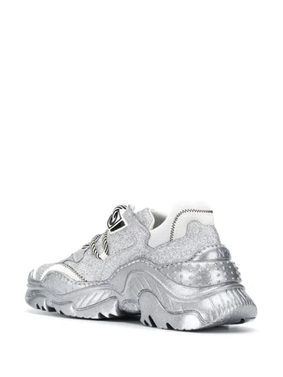Shop N°21 Billy Glitter-effect Low-top Sneakers In Grey