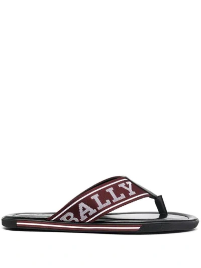 Shop Bally Border Thong Sandals In Black