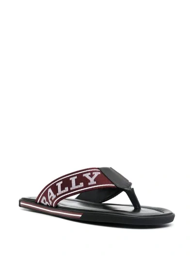 Shop Bally Border Thong Sandals In Black