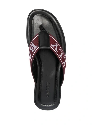 Shop Bally Border Thong Sandals In Black