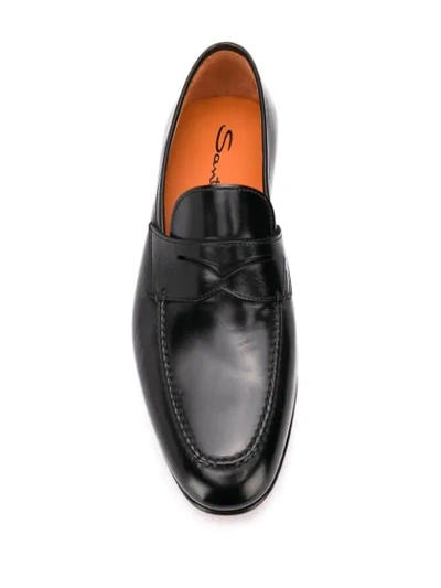 Shop Santoni Carlos Low Heel Loafers In Black