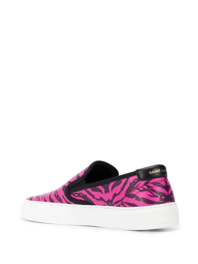 Shop Saint Laurent Venice Zebra Slip-on Sneakers In Pink