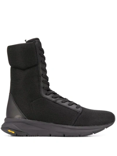 Shop Yohji Yamamoto Mesh Panel Boots In Black