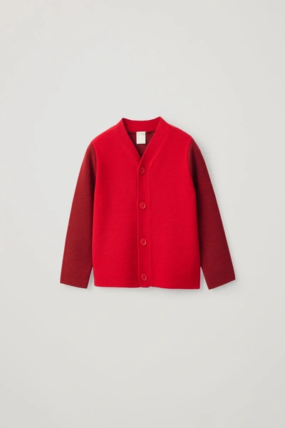 Shop Cos Color-block Wool Cardigan In Red