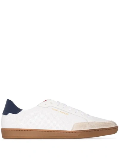 Shop Saint Laurent Court Classic Sl/10 Panelled Sneakers In White