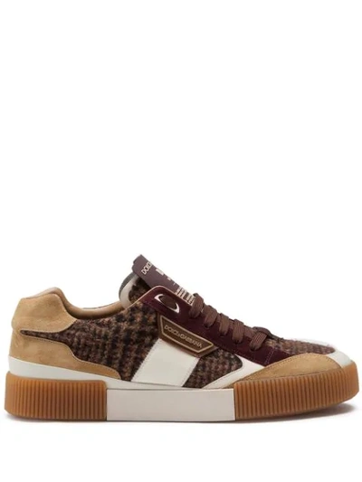 Shop Dolce & Gabbana Miami Mixed-material Sneakers In Neutrals