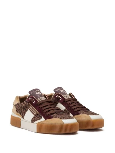 Shop Dolce & Gabbana Miami Mixed-material Sneakers In Neutrals