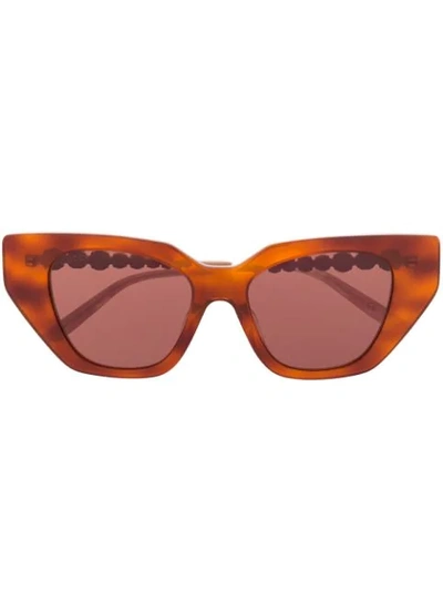 Shop Gucci Cat-eye Oversized Glasses In Brown