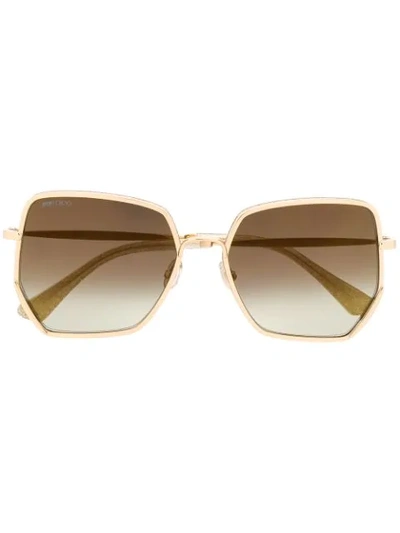 Shop Jimmy Choo Alines Oversized-frame Sunglasses In Gold
