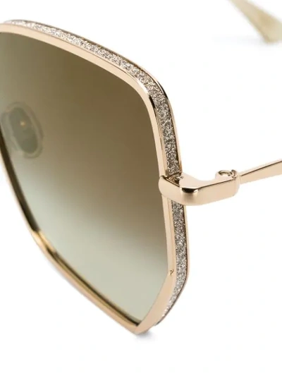 Shop Jimmy Choo Alines Oversized-frame Sunglasses In Gold
