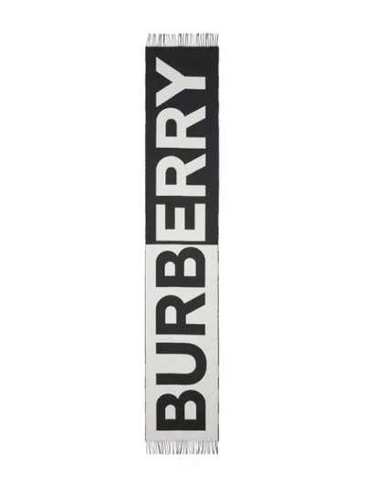 Shop Burberry Reversible Logo Scarf In Black