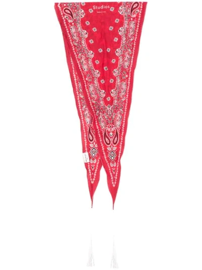 Shop Acne Studios Skinny Diamond-shaped Bandana In Red