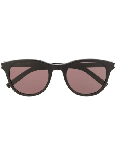 Shop Saint Laurent Sl 401 Round-frame Sunglasses In Black