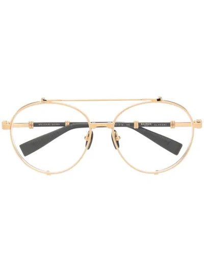 Shop Balmain Eyewear Brigade Ii Aviator-frame Glasses In Gold