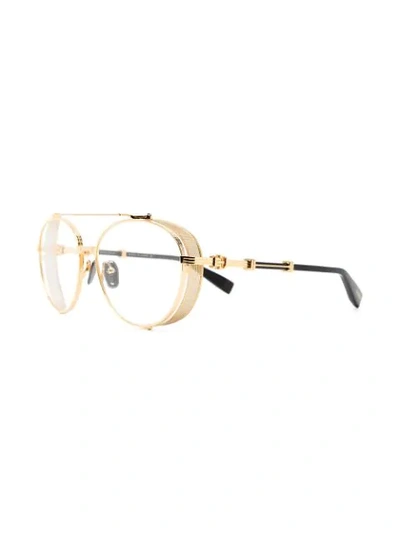Shop Balmain Eyewear Brigade Ii Aviator-frame Glasses In Gold